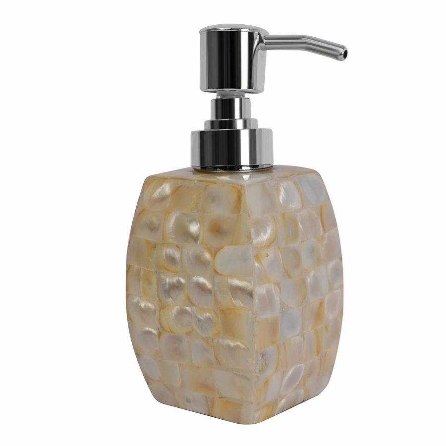 HANDTECHINDIA Mother of Pearl Refillable Hand Soap Dispenser Dish Bathroom Count