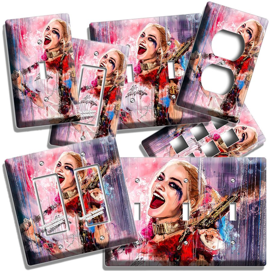 HARLEY QUINN SUPER VILLAIN COMICS LIGHT SWITCH OUTLET WALL PLATE TEEN ROOM DECOR