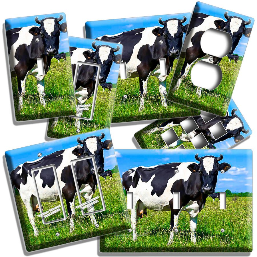 HOLSTEIN COW PASTURE LIGHT SWITCH OUTLET WALL PLATES COUNTRY HOME ROOM ART DECOR