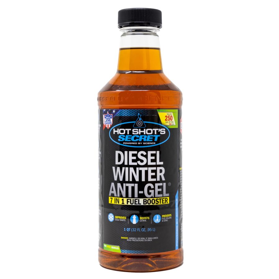 HOT SHOTS P403332Z Diesel Winter Anti-Gel - 7-in-1 Diesel Fuel Additive - Prevents Gelling and Fuel Line Freeze-Ups - Boosts Cetane - Cleans Injectors - Improves Performance - 32 Oz