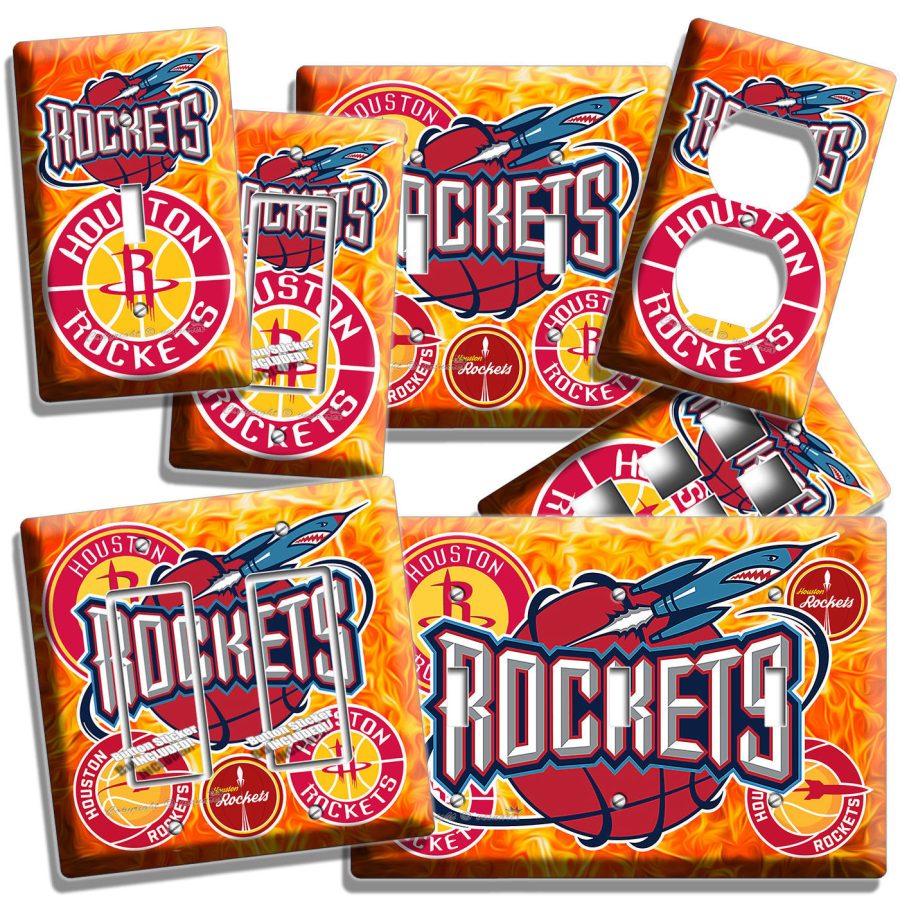 HOUSTON ROCKETS BASKETBALL TEAM LOGO LIGHT SWITCH OUTLET WALL PLATES ROOM DECOR