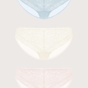 HSIA Silene Sheer Lace Mesh Hipster Underwear 3 Pack - S / Light Blue+Champagne+Light Pink