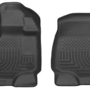 HUSKY LINERS 18361 Floor Liner; WeatherBeater; Molded Fit; Smooth Arcing Ribs/ Raised Heel Pad; Black; TPO (Thermoplastic Olefin); 2 Piece for 2015-2024 Ford F-150