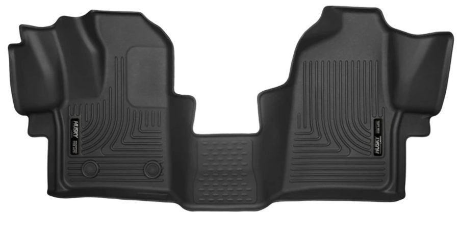 HUSKY LINERS 53481 X-act Contour Floor Mats | Fits 2015 - 2021 Ford Transit 150/250/350/350HD w/Carpet Flooring | Front Row, 2-pc Black