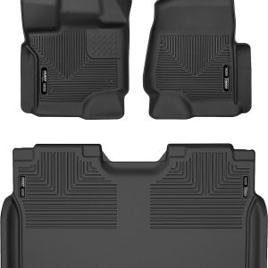 HUSKY LINERS 94041 Weatherbeater | Fits 2015 - 2024 Ford F-150 SuperCrew (includes 22 - 24 Lightning Models) w/o Fold Flat Storage - Front & 2nd Row Liner - Black, 3 pcs.