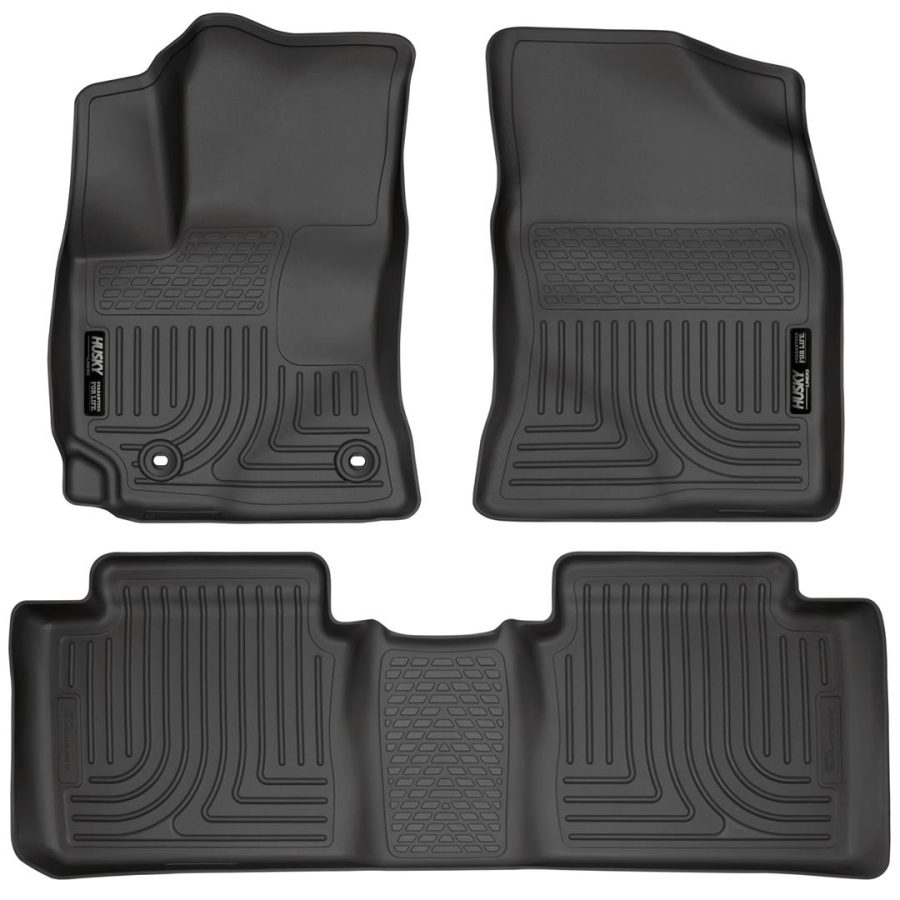 HUSKY LINERS 99531 Floor Liner; WeatherBeater; Molded Fit; Smooth Arcing Ribs/ Raised Heel Pad; Black; Rubber; 3 Piece