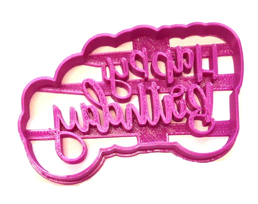 Happy Birthday Words Fun Font Party Celebration Cookie Cutter USA PR2514