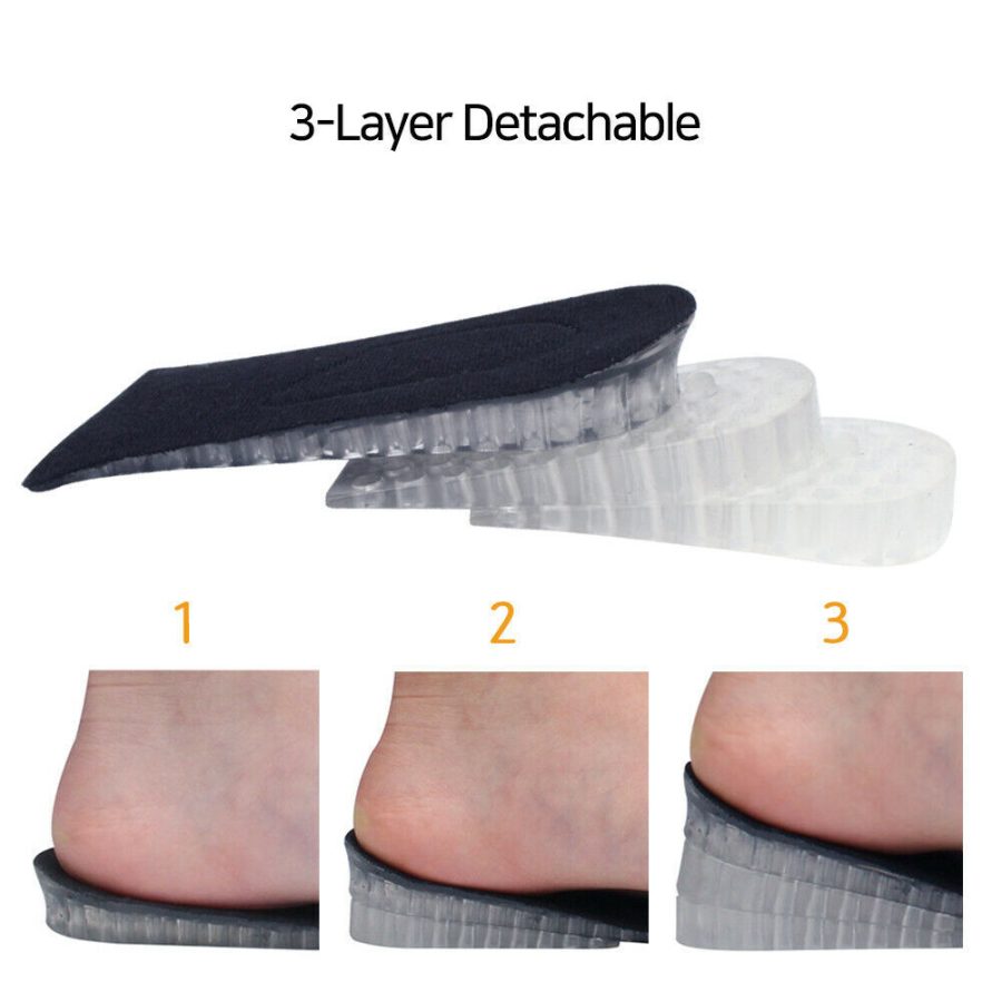 Heel Lift Inserts - Height Increase Insoles Silicone Gel Cushion Shoe Pads