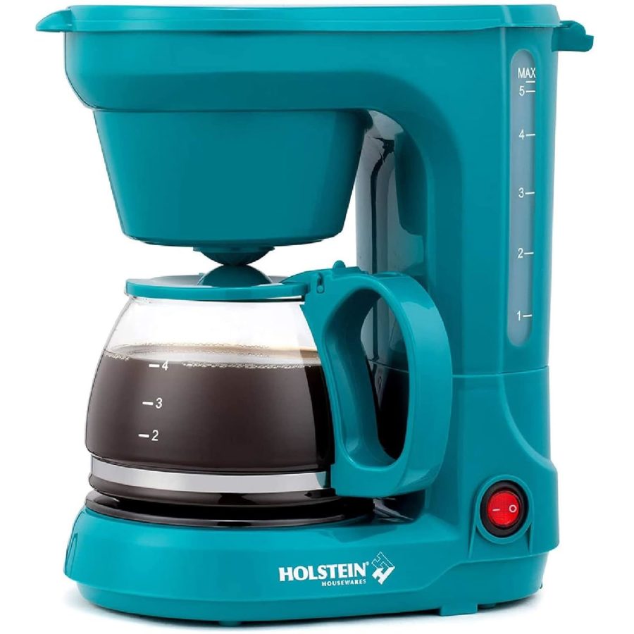 Holstein Housewares - 5-Cup Compact Coffee Maker, Teal - Convenient and User Fri