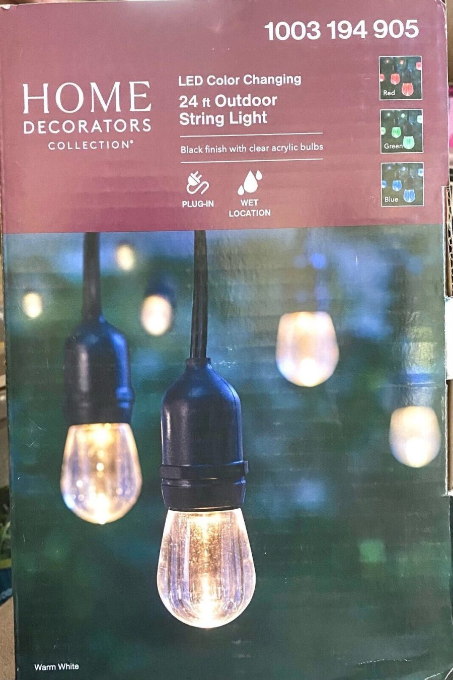 Home Decorators Collection 24' Integrated LED 12 String Light, Color Changing