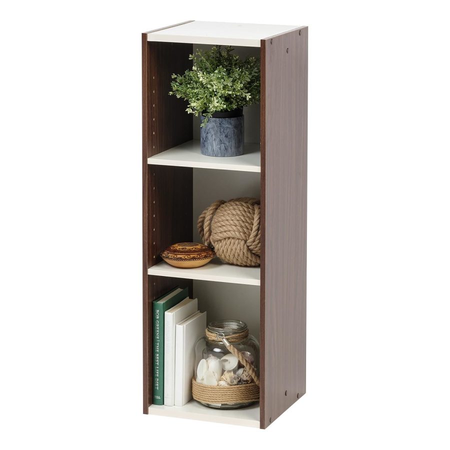 IRIS USA 3-Tier 12" Wide Cubby Storage Bookshelf with Adjustable Shelves, Sturdy