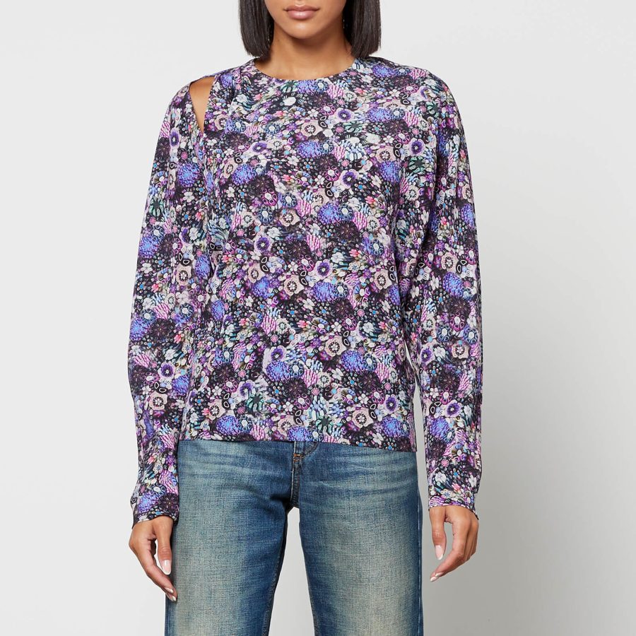 Isabel Marant Saldana Cutout Stretch-Silk Blouse - FR 42/UK 14