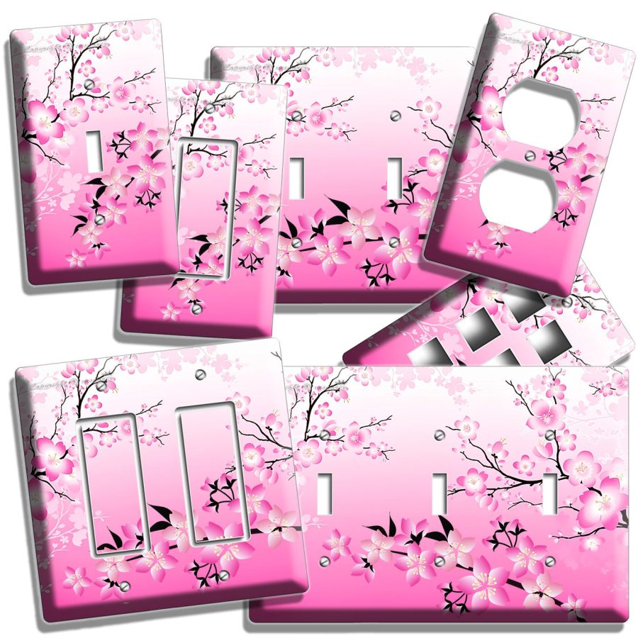 JAPANESE CHERRY BLOSSOM PINK SAKURA LIGHT SWITCH COVER OUTLET PLATES ROOM DECOR