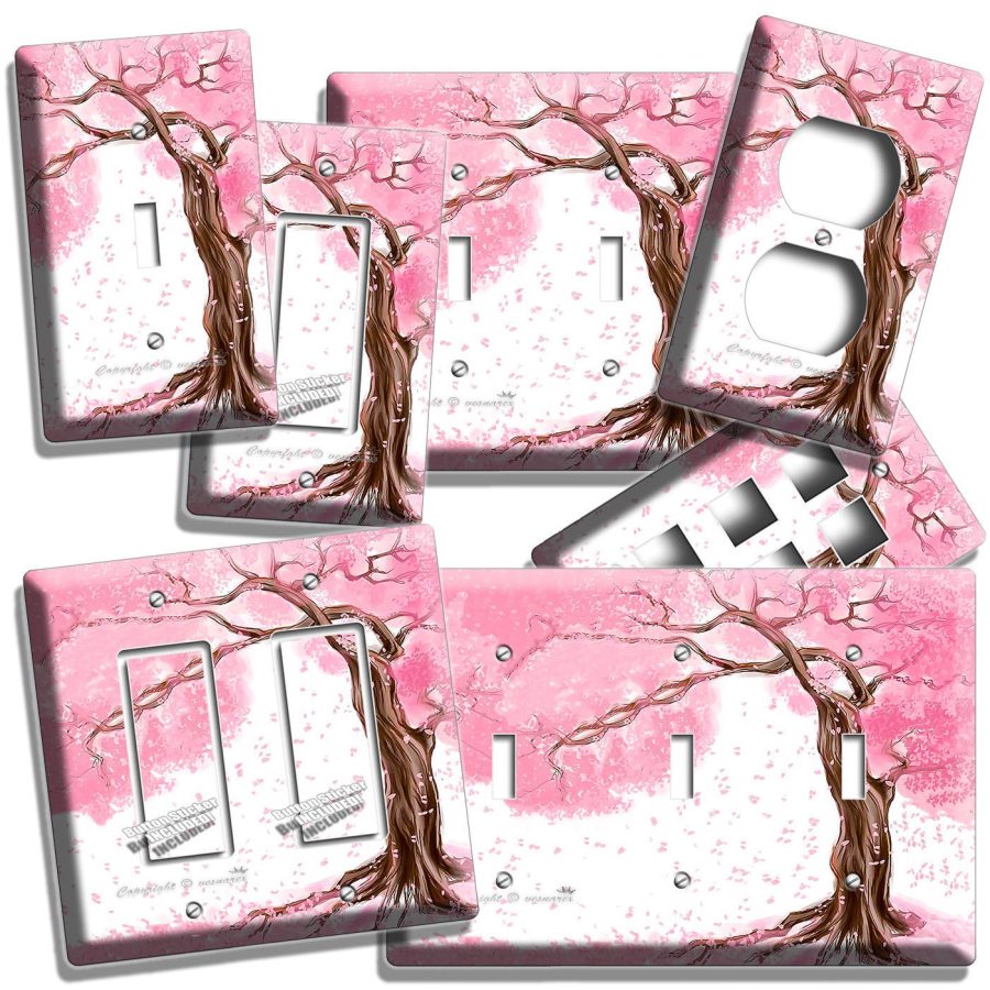 JAPANESE SAKURA TREE CHERRY BLOSSOM LIGHT SWITCH COVER PLATE OUTLET ROOM DECOR