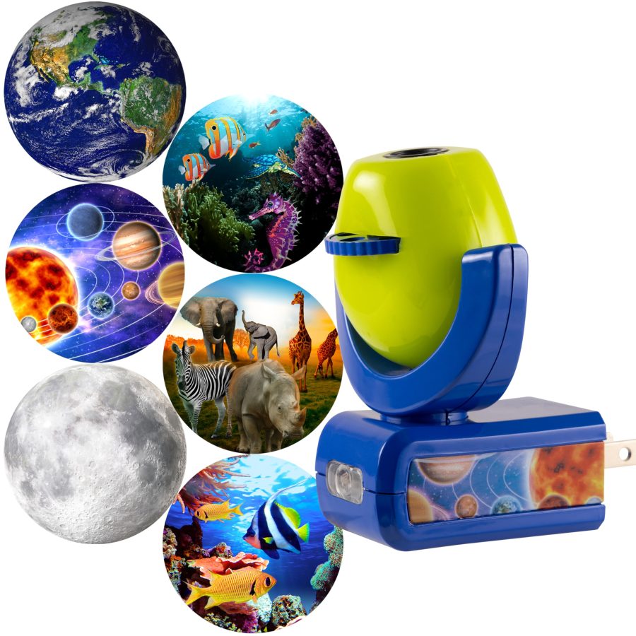 JASCO 13347 Six Image LED Plug-In Night Light, Light Sensing, Auto On/Off, Projects Solar System, Earth, Moon, Safari, Aquarium, and Coral Reef on Ceiling, Wall, or Floor