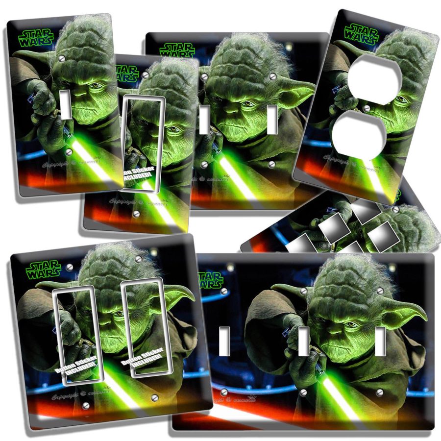 JEDI MASTER YODA SWORD STAR WARS LIGHT SWITCH OUTLET PLATE KIDS ROOM HOME DECOR