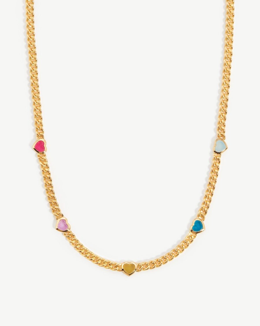 Jelly Heart Gemstone Charm Necklace | 18k Gold Plated/Multi Quartz