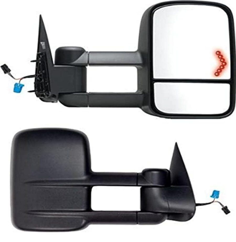 K SOURCE 62075-76G Towing Mirror Pair for Escalade, Avalanche, Suburban, Tahoe, Yukon, Silverado, Sierra, Silverado/Sierra Classic, Arrow Signal, foldaway, Power Heated