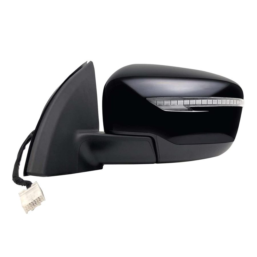 K SOURCE 68146N Driver Side Mirror for Nissan Rogue Sport Models, (textured black w/PTM cover, w/turn signal, foldaway), Heated, w/o Camera