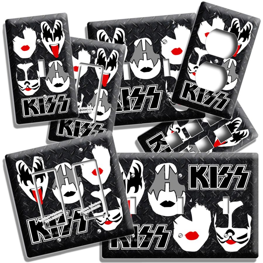 KISS SHOCK HARD HEAVY GLAM METAL ROCK BAND LIGHT SWITCH OUTLET PLATES ROOM DECOR