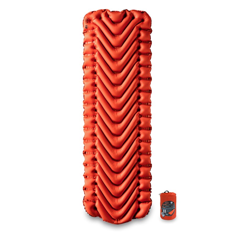 KLYMIT 06IVOR02C Insulated Static V Inflatable Sleeping Pad | Comfortable, Lightweight, Easy to Inflate, Portable Air Bed Mattress for Camping, Backpacking and Hiking INCH Orange