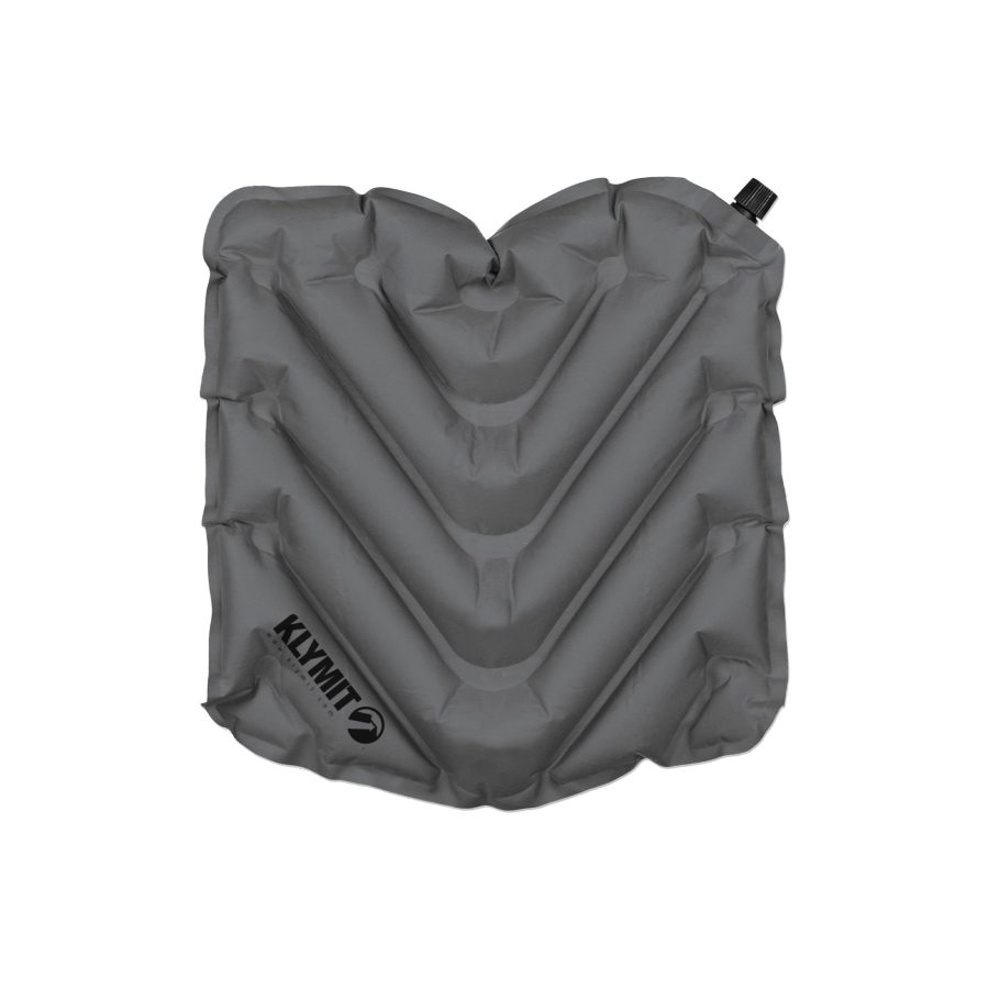 KLYMIT 12VSGR01B V Seat, Lightweight Inflatable Travel Cushion, Best for Camping, Bleachers, or Glassing Pad , Gray