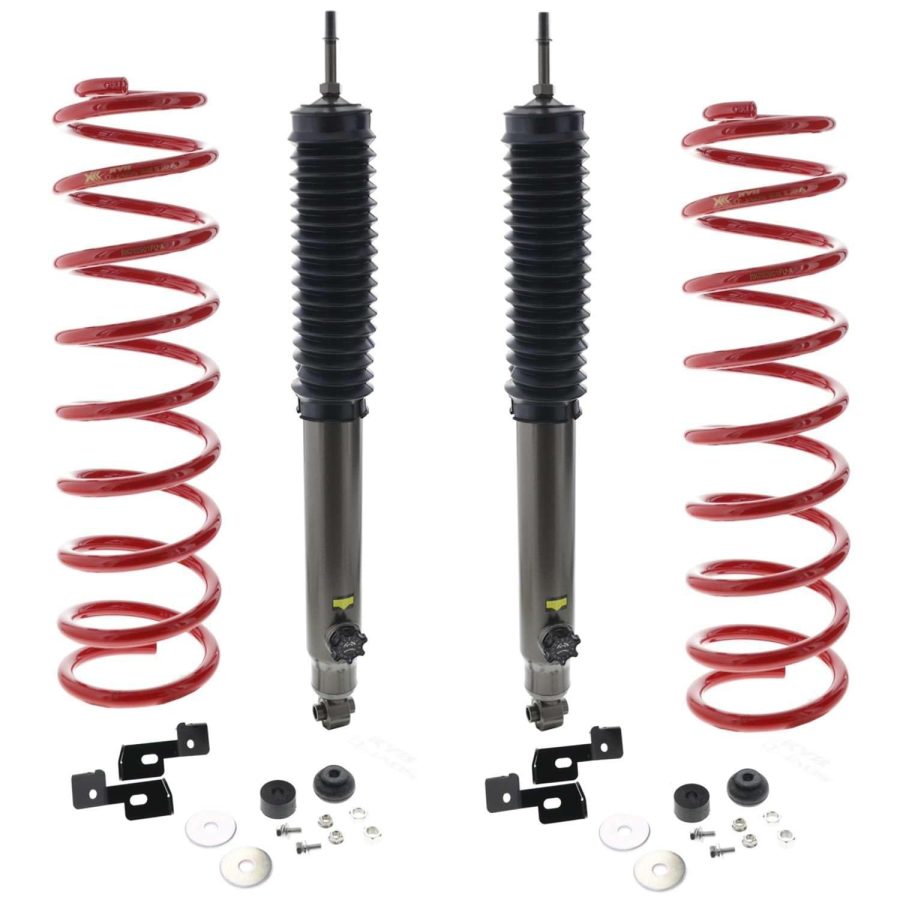 KYB SR7002 Lift Kit Suspension; 2 Inch Front Lift; Black With Red Spring; With Two Adjustable Shocks And Two Springs