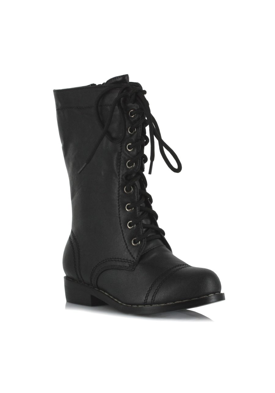 Kid's Black Costume Military Boots