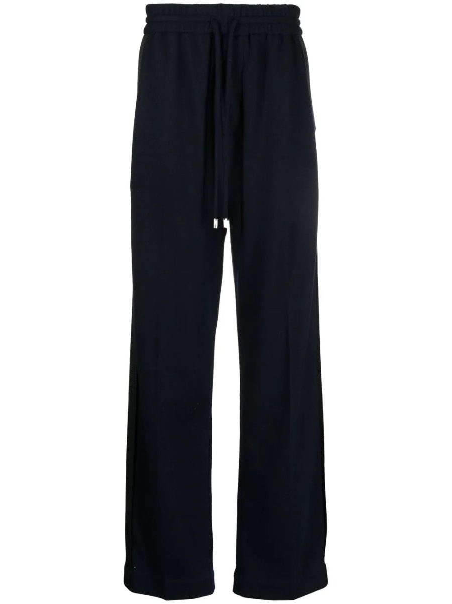 LANVIN Side Stripe Wool Track Pants Midnight Blue