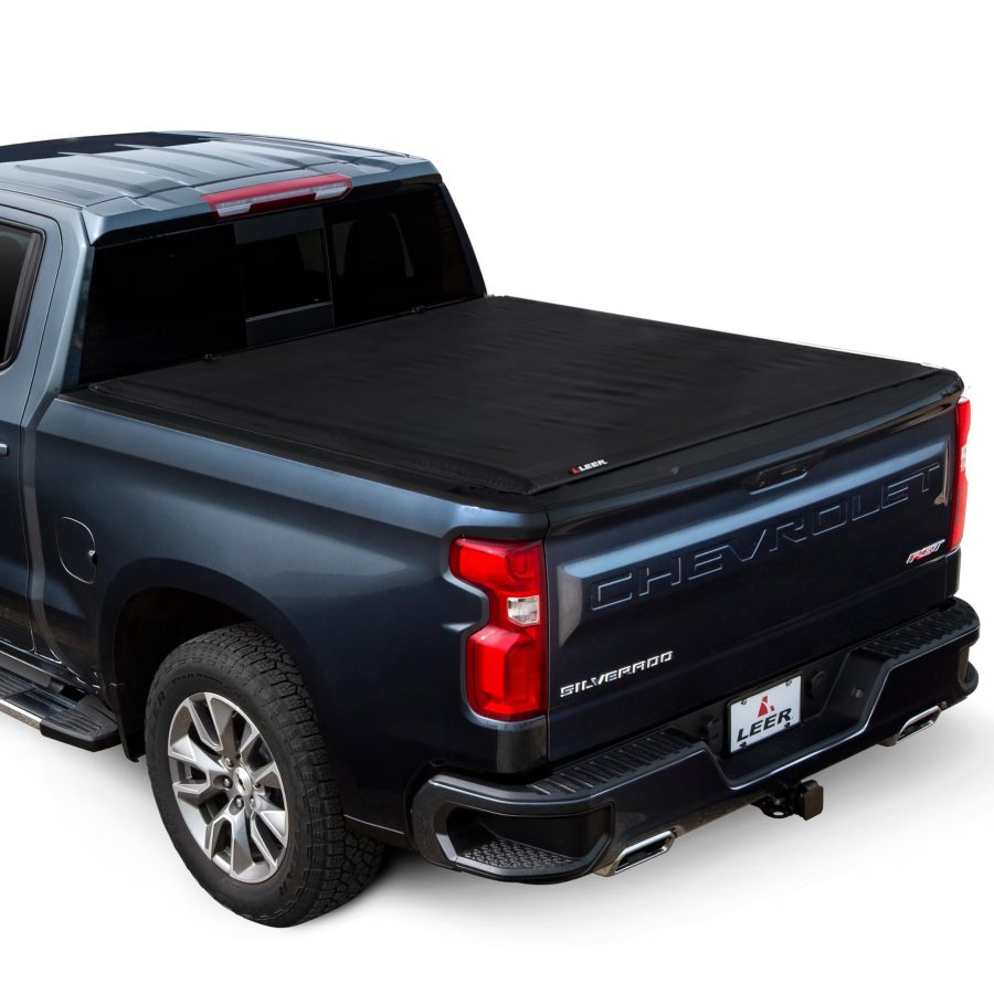 LEER 610170 SR250 Soft Rolling Truck Bed Tonneau Cover, Fits Chevy Silverado and GMC Sierra 1500/Sierra Limited, Years 2014-2018 and 2019, 66 INCH Truck Bed, Black