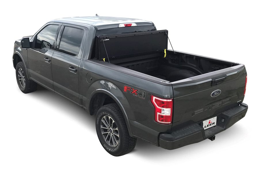 LEER 650105 HF650M Quad-Folding Truck Bed Tonneau Cover, Fits Chevy Silverado and GMC Sierra, Years 2014-2018, 58 INCH Truck Bed, Black