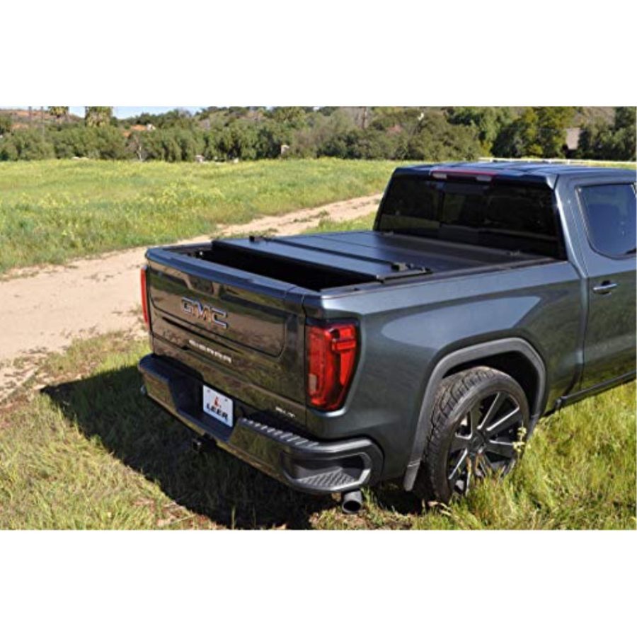 LEER 650301 HF650M Quad-Folding Truck Bed Tonneau Cover, Fits Chevy Silverado and GMC Sierra, Years 2019-2024, 66 INCH Truck Bed, Black