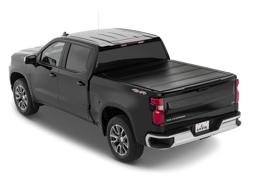 LEER 650320 HF650M Quad-Folding Truck Bed Tonneau Cover, Fits Chevy Silverado and GMC Sierra HD, Years 2020-2024, 69 INCH Truck Bed, Black