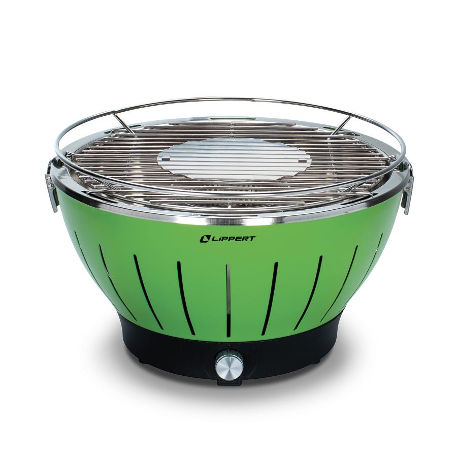 LIPPERT 2021106516 Odyssey Portable Grill - Compact and Versatile Charcoal Grill for Camping, Tailgating, and Outdoor Cooking - Lightweight and Durable Design with Large Cooking Surface - Green