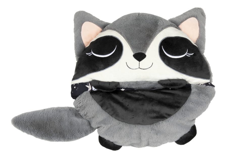 LIPPERT 2022107841 Thomas Payne Three-in-One Children Raccoon Nap Sack for Camping and Sleepovers with Durable Material, Fold-Up Design, Machine Washable, Dryer Safe - Grey