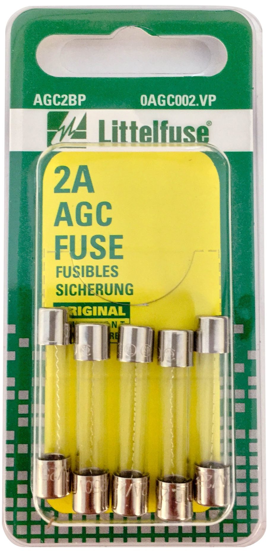 LITTELFUSE AGC2BP AGC Glass Body Cartridge Fuse - Pack of 5