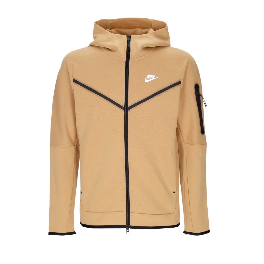 Lightweight Sweatshirt with Zip Hood for Men Sportswear Tech Fleece Hoodie Elemental Gold/sail