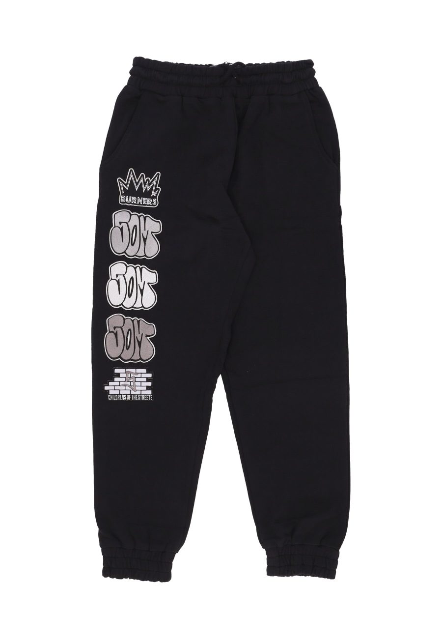 Lightweight Tracksuit Pants for Men Graffiti Patch Joggers Black