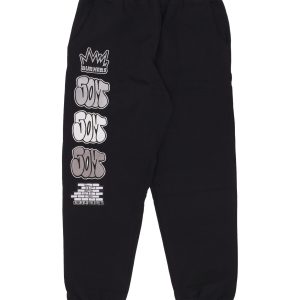 Lightweight Tracksuit Pants for Men Graffiti Patch Joggers Black