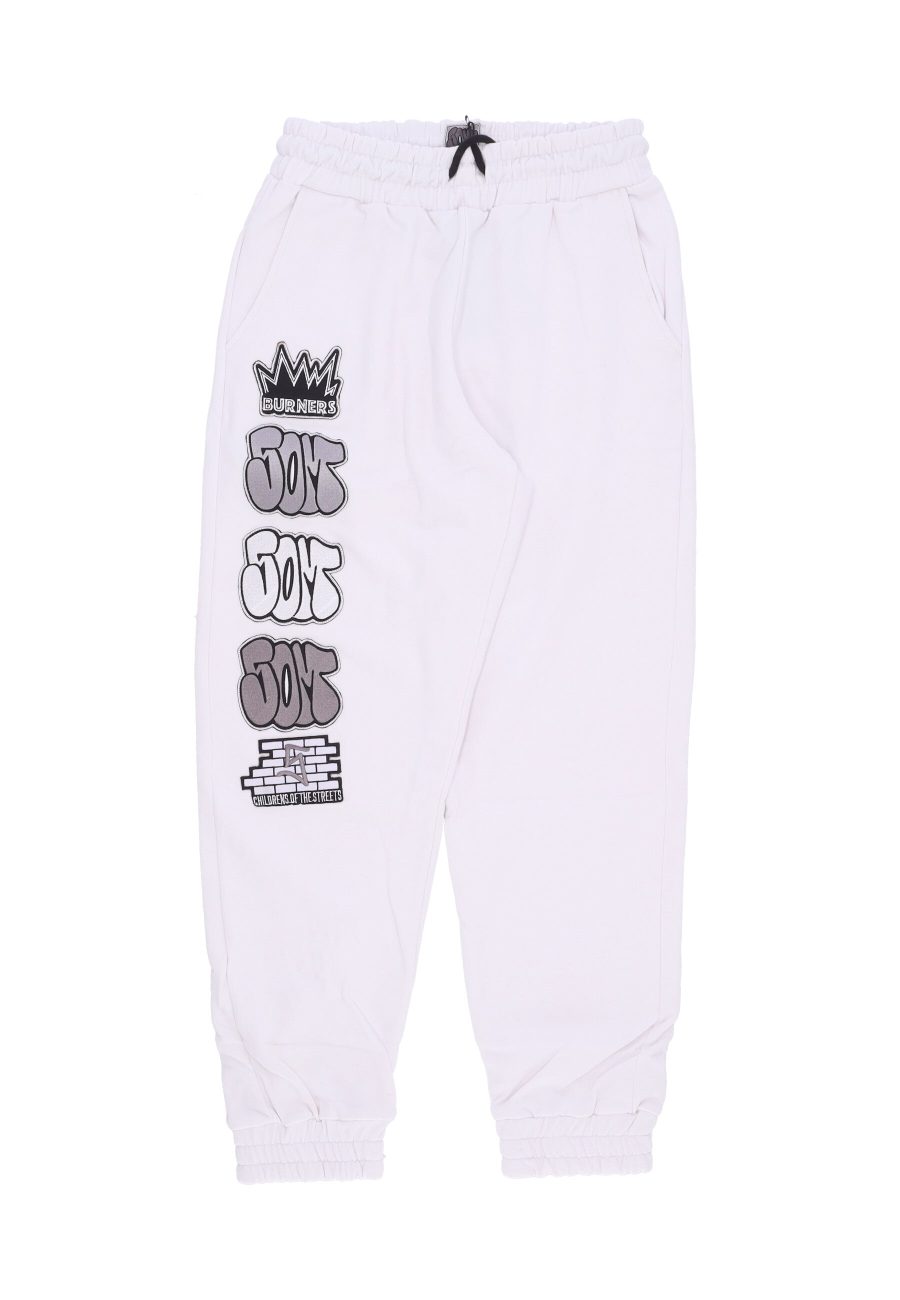 Lightweight Tracksuit Pants for Men Graffiti Patch Joggers White