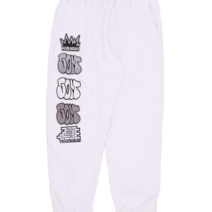 Lightweight Tracksuit Pants for Men Graffiti Patch Joggers White