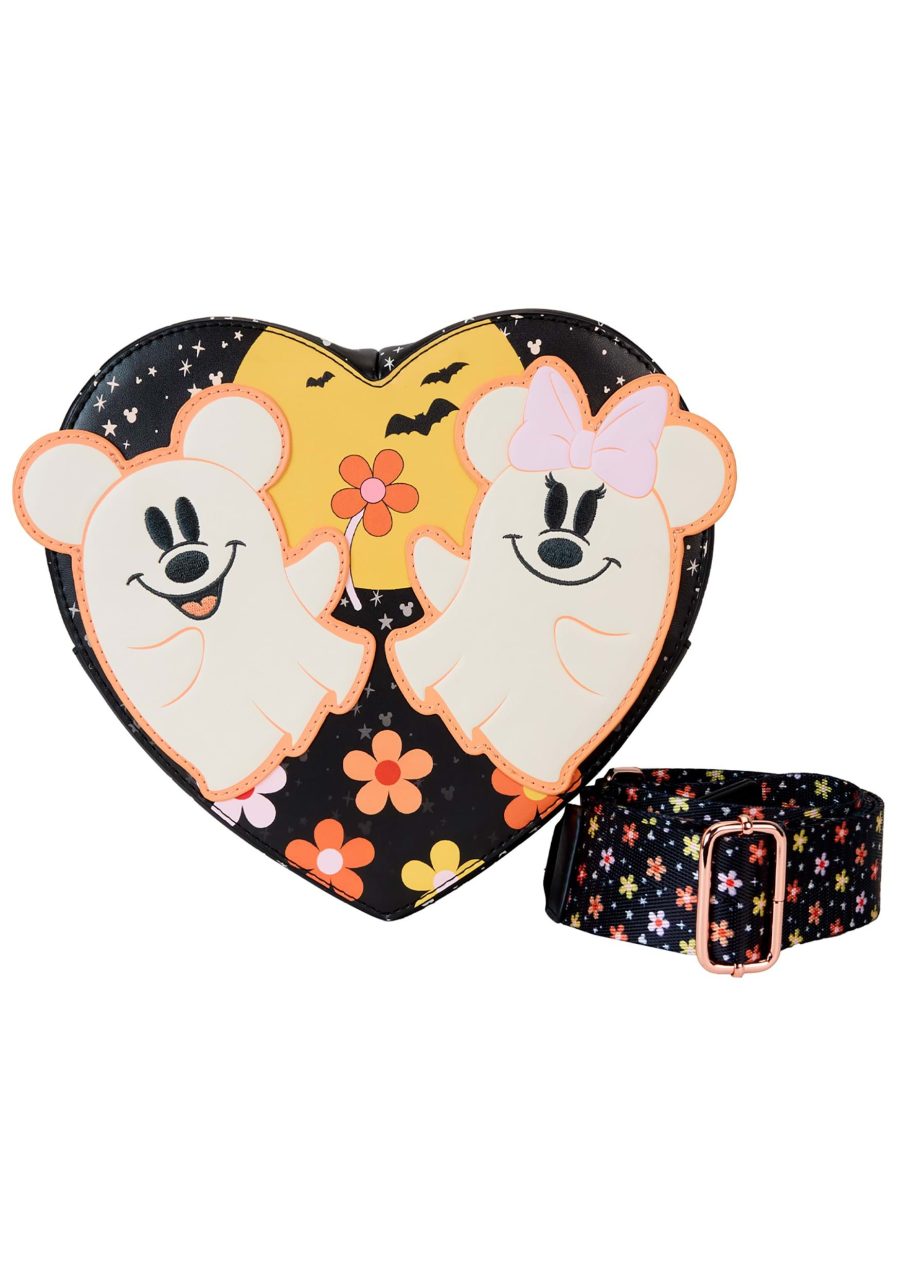 Loungefly Disney Mickey & Minnie Ghost Heart Crossbody Bag