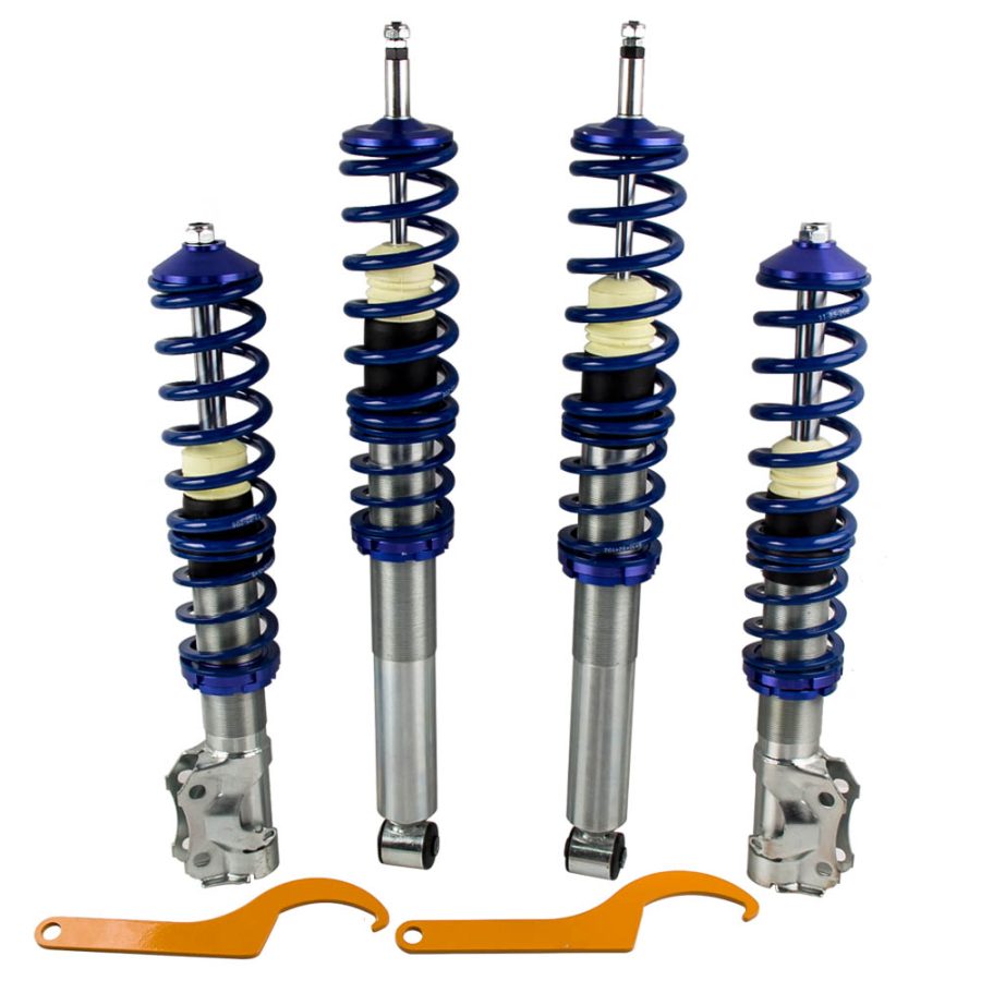 Lowering Suspension Coilover Kit Compatible for Volkswagen Golf Mk3 1991-2000 (1E)- Blue Struts