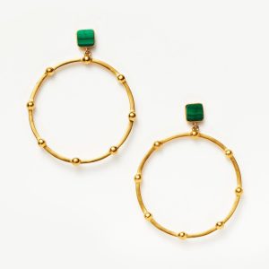 Lucy Williams Malachite Hoop Earrings | 18k Gold Plated/Malachite