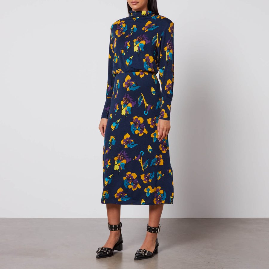 MAX&Co. Oliver Floral-Print Jersey Midi Dress - XS