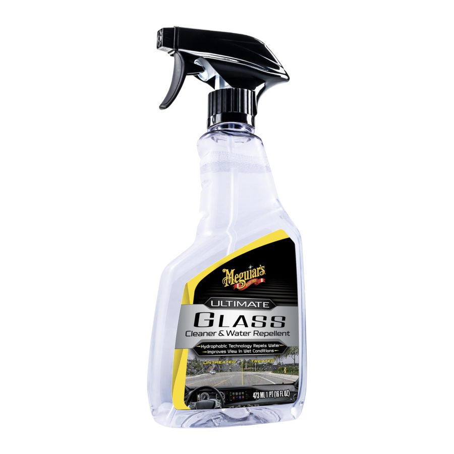 MEGUIARS G240416 Ultimate Glass Cleaner & Water Repellent - Premium Glass and Window Cleaner for Quick Cleaning with Hydrophobic Technology that Acts as a Rain Repellent Improving Visibility in Rain - 16oz