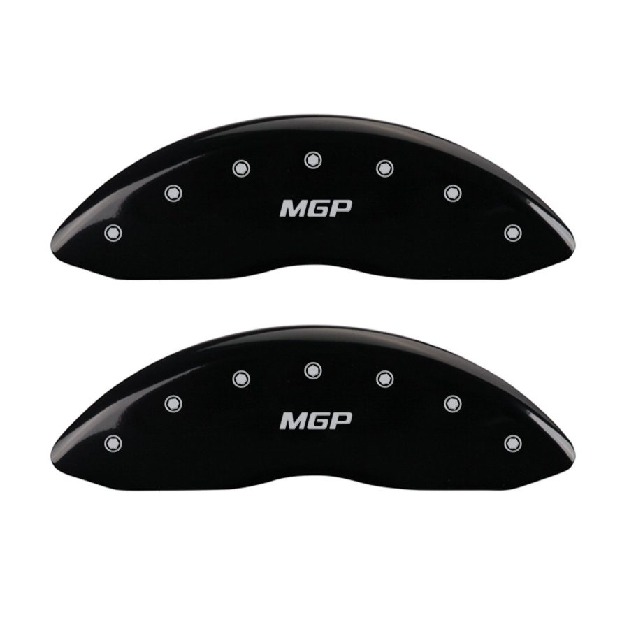 MGP CALIPER 12088SMGPBK MGPFT Engraved Caliper Cover with Black Powder Coat Finish and Silver Characters, (Set of 4)