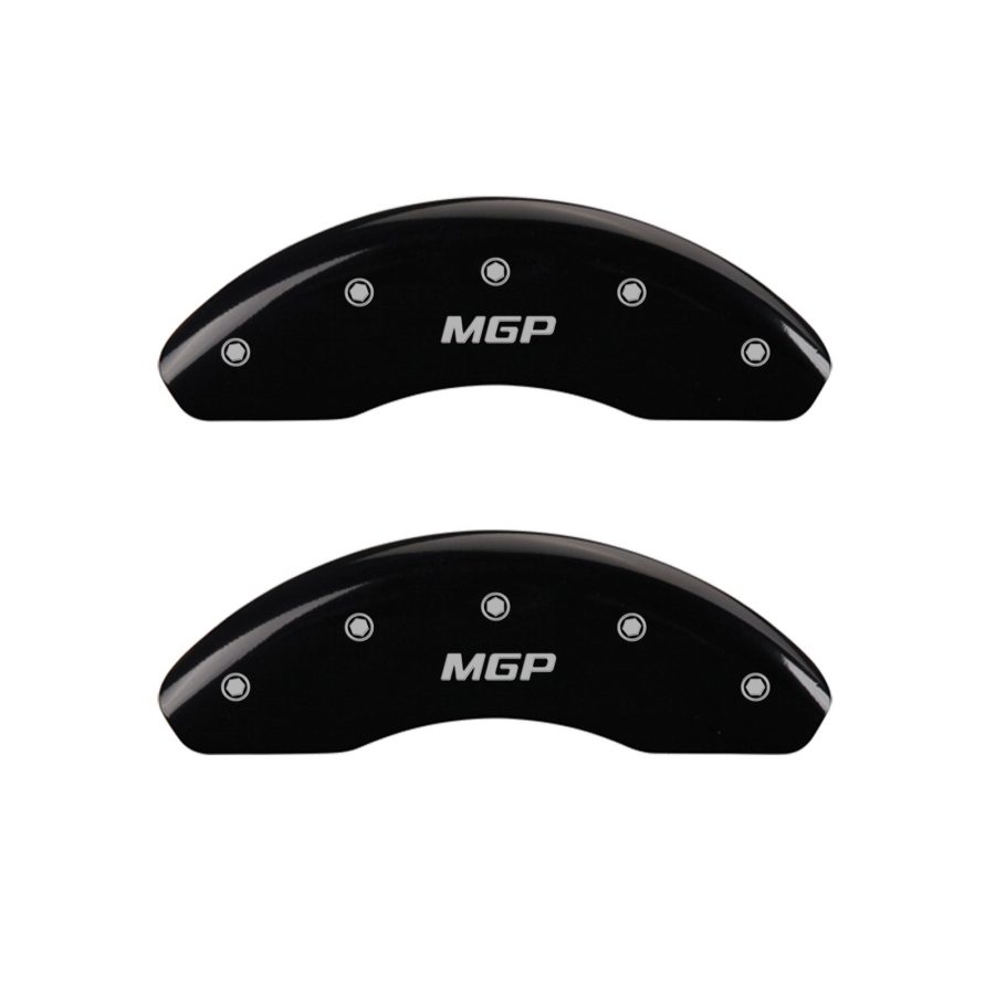 MGP CALIPER 14026SMGPBK MGPFT Engraved Caliper Cover with Black Powder Coat Finish and Silver Characters, (Set of 4)