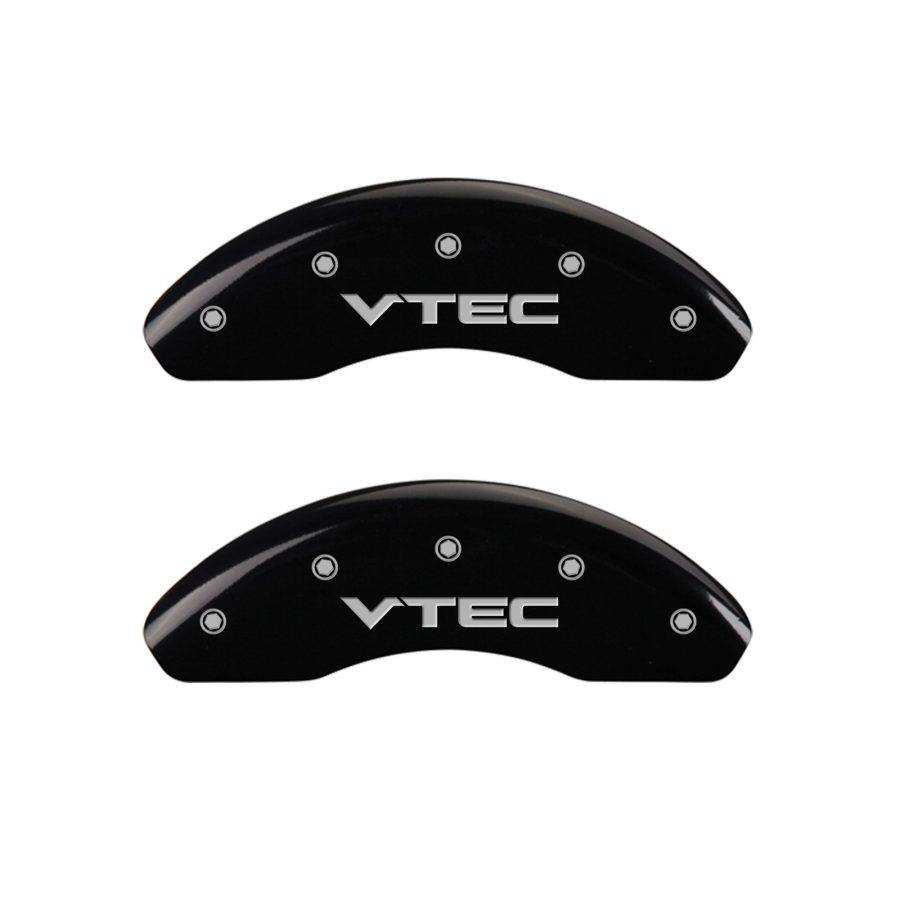 MGP CALIPER 20218SVTCBK Caliper Cover (Black Powder Coat Finish, Engraved Front and Rear: Vtech, Silver Characters, Set of 4)