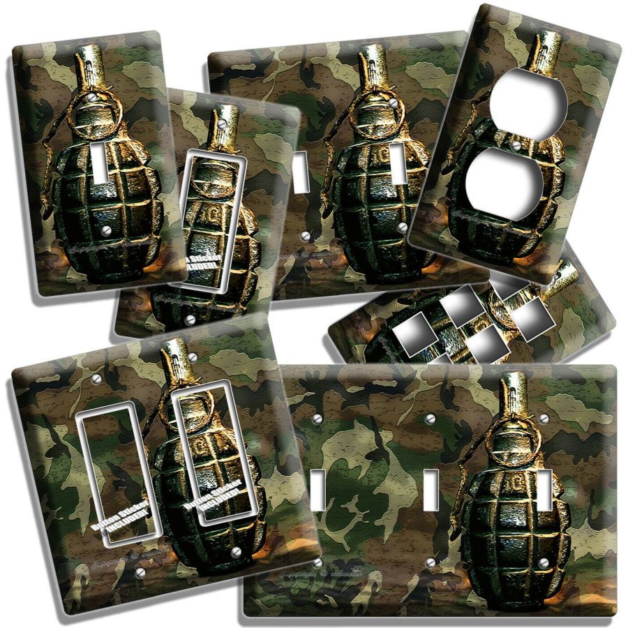 MILITARY CAMO WW2 HAND GRENADE LIGHT SWITCH OUTLET WALL PLATES ROOM HD ART DECOR